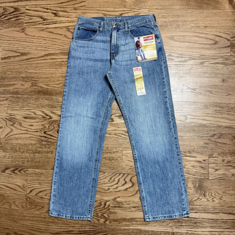 Wrangler Five Star Denim Jeans Relaxed Fit Men's 33x30 NEW With Tags